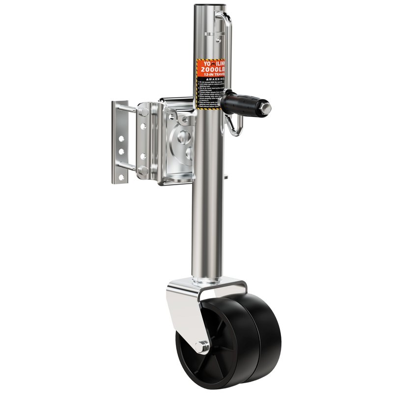 YOMILINK 2000 lbs Trailer Jack with Dual Wheel, Heavy Duty Swivel Boat Jack, 12" Lift, Bolt-on Tongue Trailer Jacks for RV Boat Trailers, Silver
