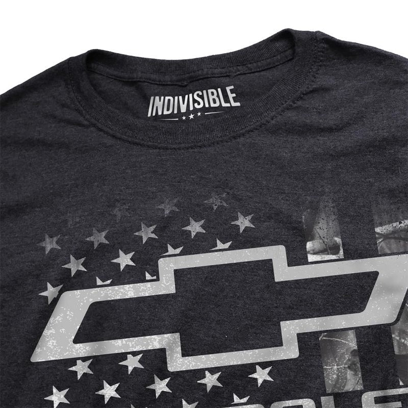 Indivisible Official Chevrolet Camo Flag Men's Classic Ring-Spun T-Shirt, Black Ink Heather, Large