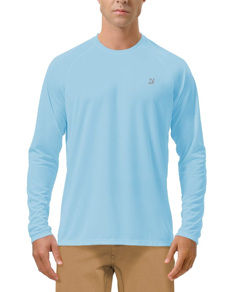 Roadbox Mens UPF 50+ UV Sun Protection Shirts Outdoor Long Sleeve SPF Diving Rash Guard for Fishing Hiking Swimming