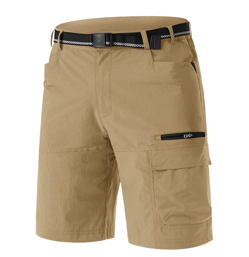 TACVASEN Mens Hiking Cargo Shorts Dress Casual Golf Shorts Lightweight Quick Dry Waterproof Breathable Travel Work Fishing Khaki 30