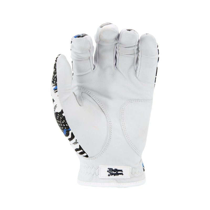 MULLIGAN HOOLIGAN® Men's Golf Glove | Premium Cabretta Leather & Mesh, Breathable Moisture-Wicking Comfort, Unique Standout Design for Men & Women (USA Blue Line, Large, Worn On Right Hand)