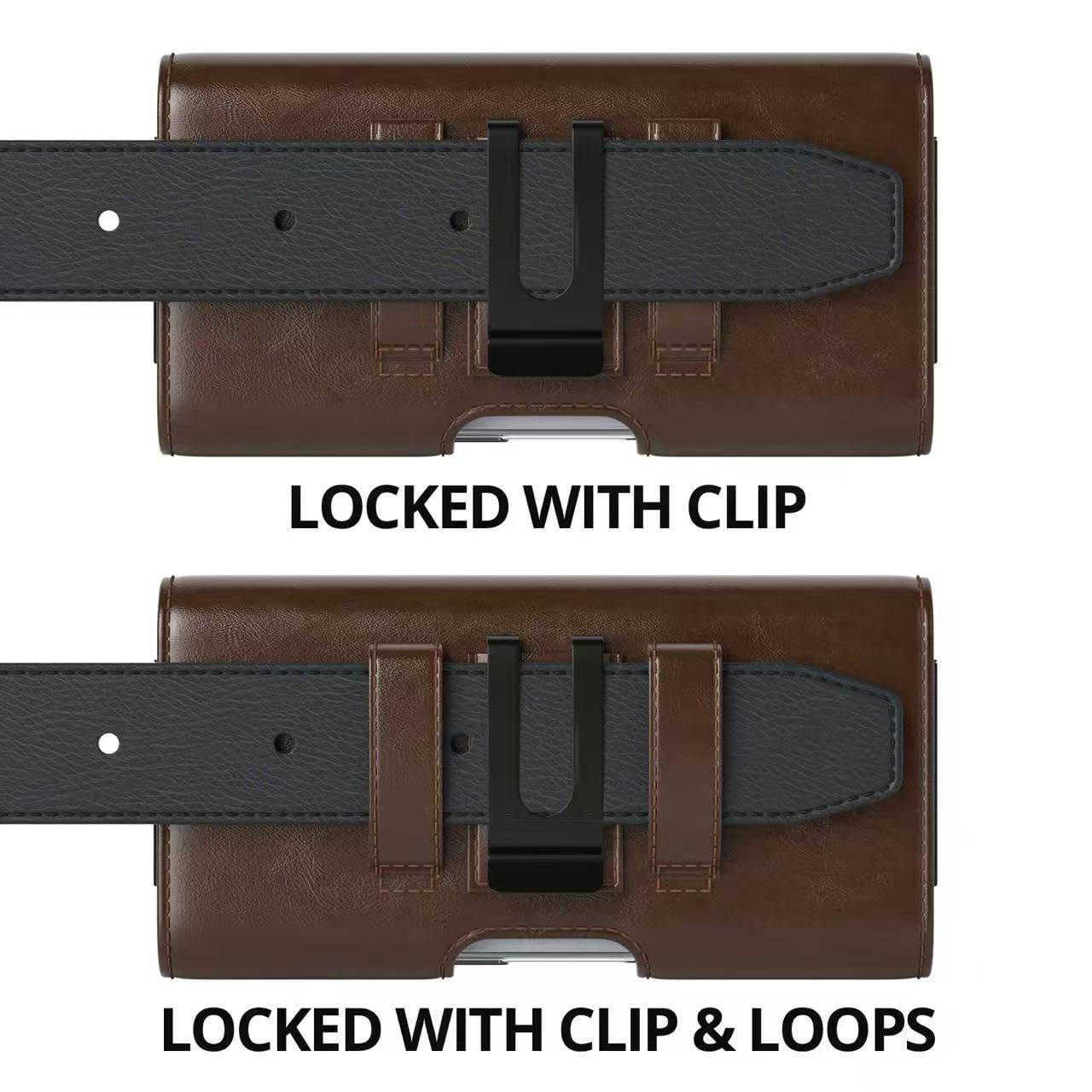 Magnetic Closure Holster for Motorola Edge, Motorola Moto G Power/G Play/Moto G/G36 G06 G57 Pure G05 G15 G100 (2026 2025 2024) - Leather Belt Case Premium Pouch (Fits Slim/Regular Case) (Coffee Brown)