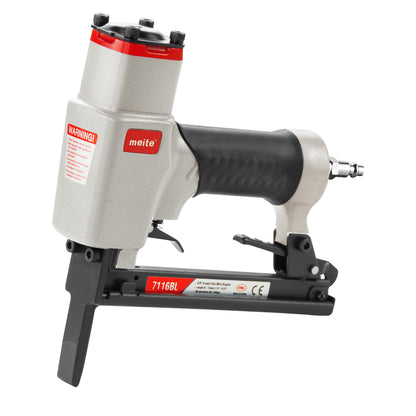 meite 7116BL Pneumatic Upholstery Stapler with Long Nose-1/4-Inch to 5/8-Inch 22 Gauge 3/8'' Crown Fine Wire Stapler