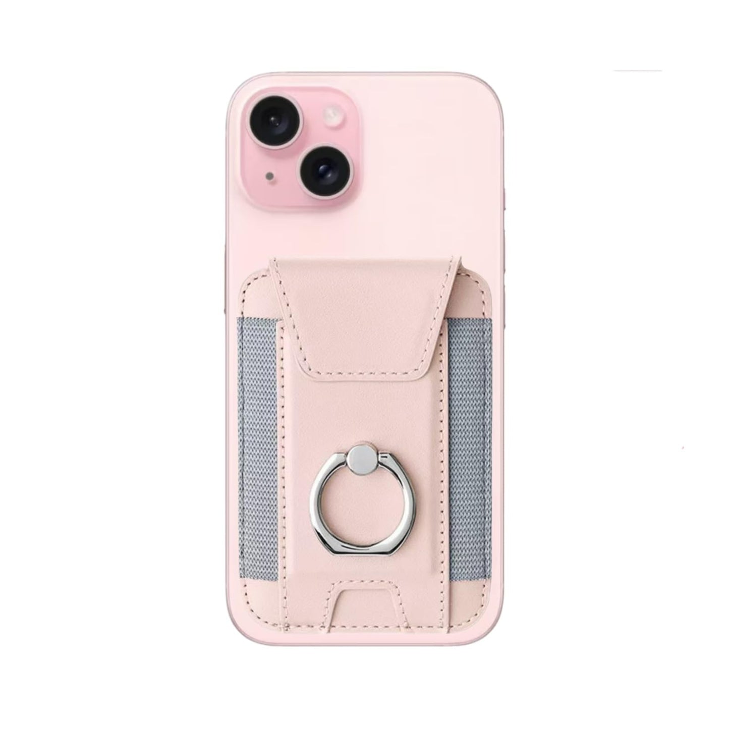 UPEWEFI for Magsafe Wallet, Slim Magnetic Card Wallet with Grip, 7 Cards Holder RFID Blocking, Ring Stand Stick on Wallet with Privacy Flap(Pink)