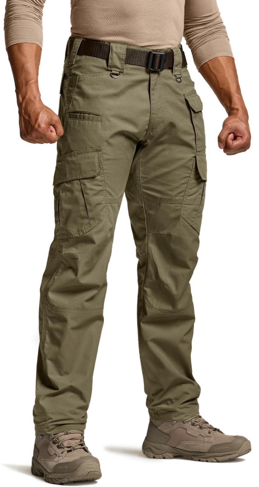 CQR Men's Tactical Pants, Water Resistant Ripstop Cargo Pants, Lightweight EDC Work Hiking Pants, Outdoor Apparel, Raider Mag Soil Green, 38W x 34L
