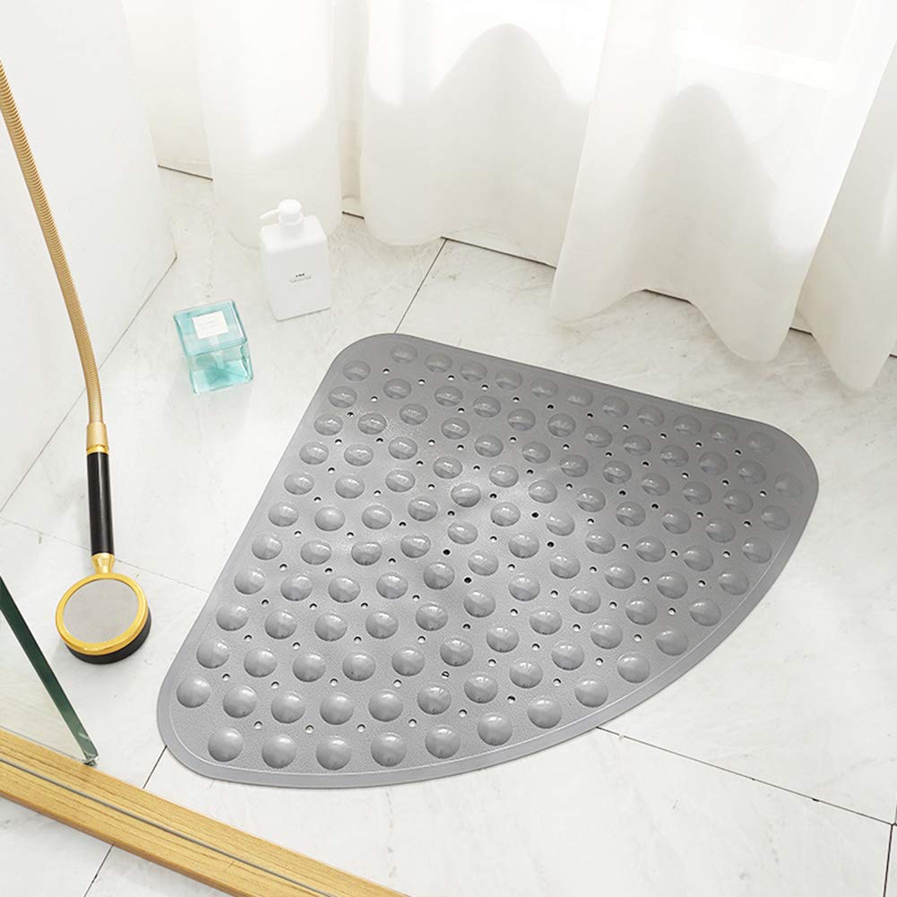 Eanpet Bath Mat Non-Slip Tub Shower Mats Bathtub Mat for Adult Kids, Machine Washable (Triangle, 28 x 28 Inch, Grey)
