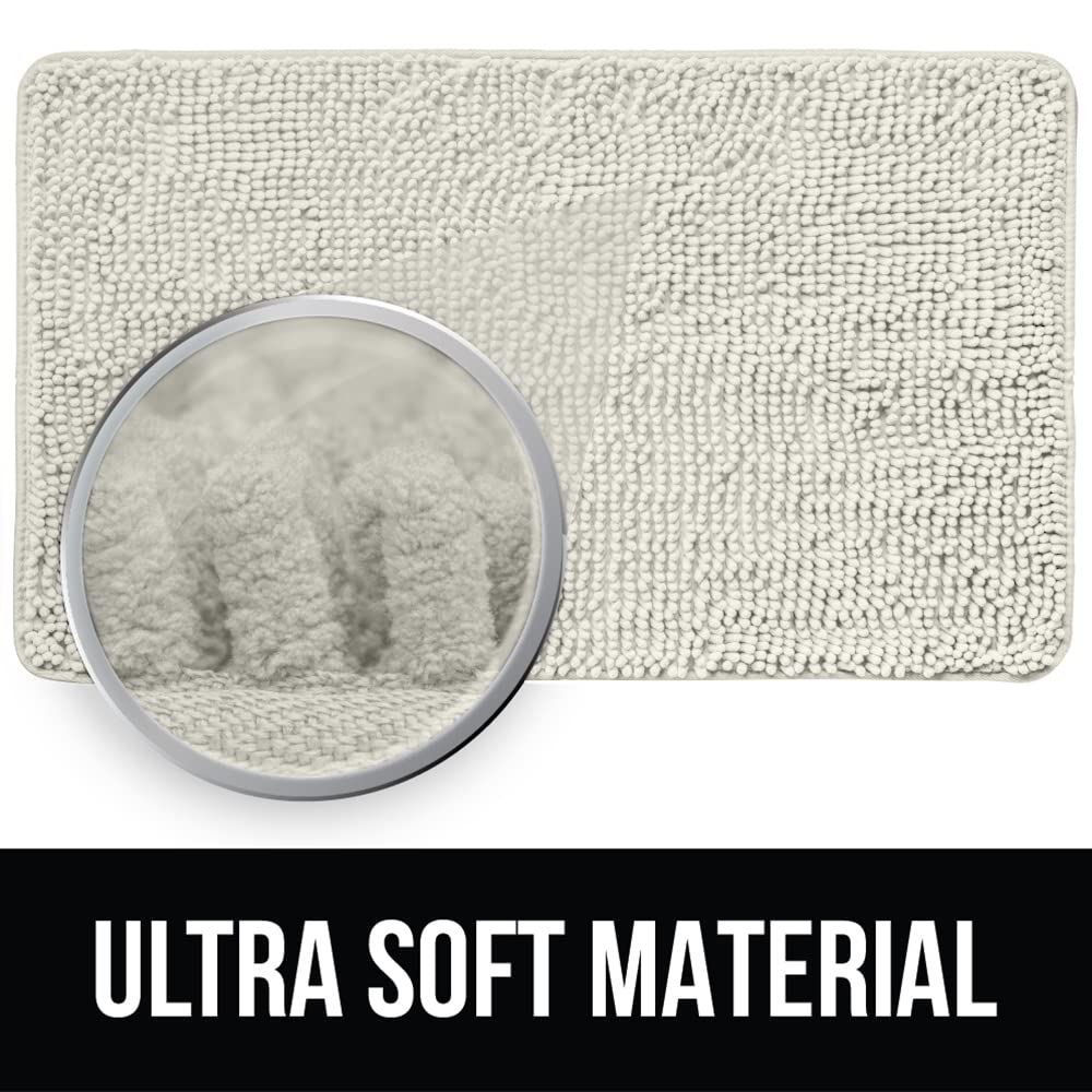 KANGAROO Bathroom Rugs, Chenille Soft Absorbent Bath Rug, Shaggy Shower Mat, Quick Dry Machine Wash Bathmat, Plush Carpet Mats for Tub, Bathtub and Room Home Decor Accessories, 36x24, Cream