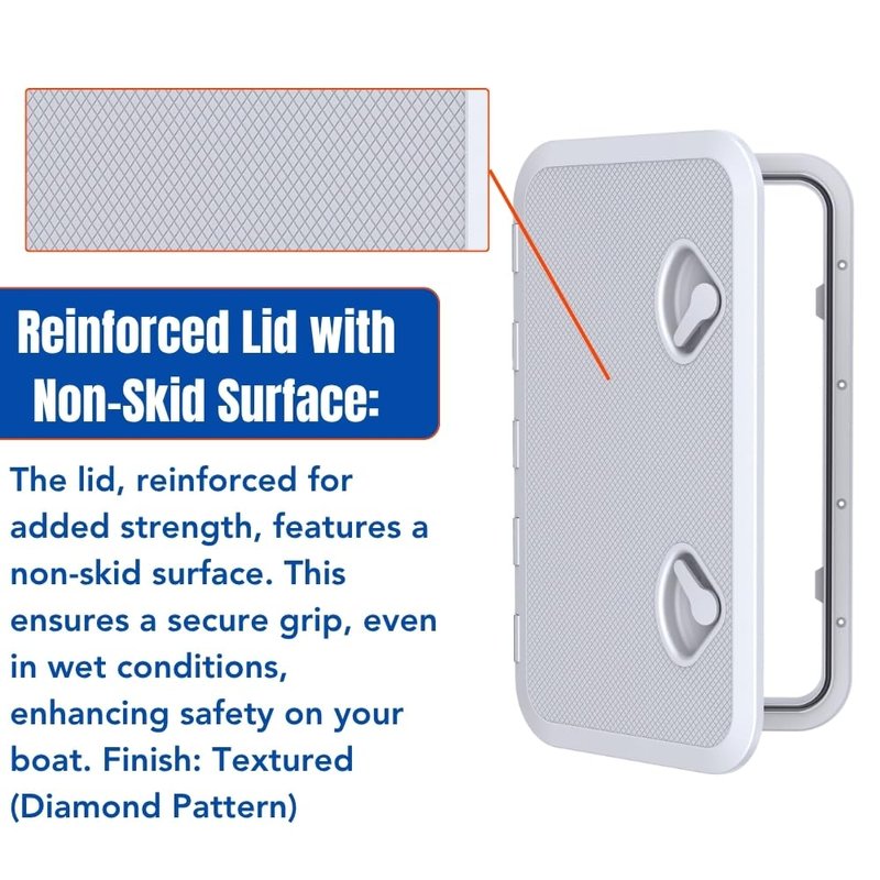 Seaflo Marine Boat Deck Access Hatch & Lid 23.9" x 13.9", White, 606mm x 353mm
