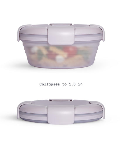 STOJO Collapsible Bowl - Translucent Denim Blue, 36oz - Reusable Silicone Bowl for Hot and Cold Food - Perfect for Travel, Meal Prep, To-Go Lunch, Camping & Hiking - Microwave & Dishwasher Safe