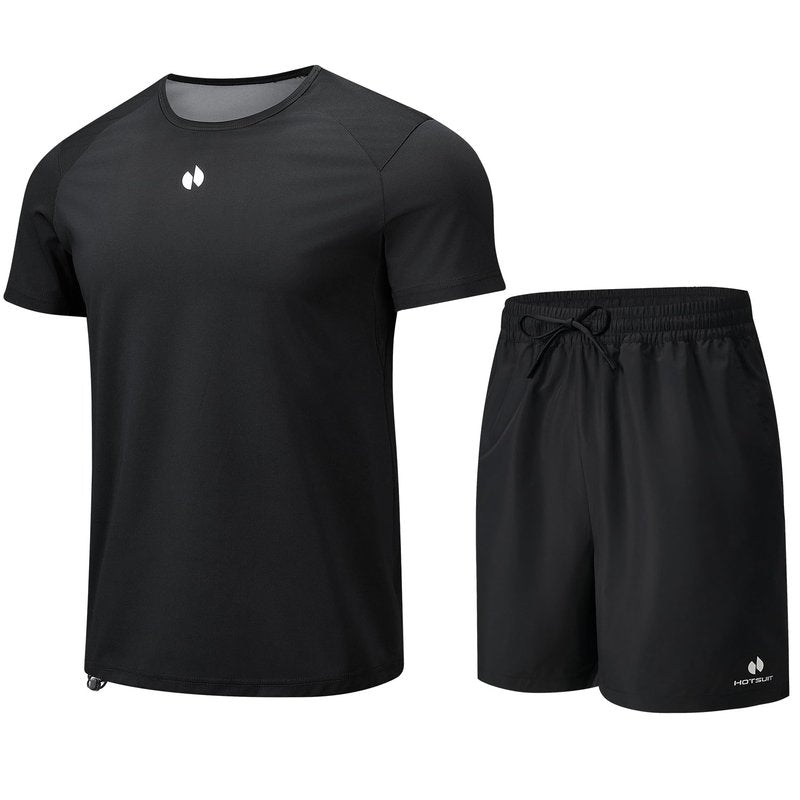 HOTSUIT Sauna Suit for Men Weight Loss Heat Trapping Sweat Shirts & Fat burning Shorts for Weight Loss Workout Gym Exercise Boxing Black 4XL