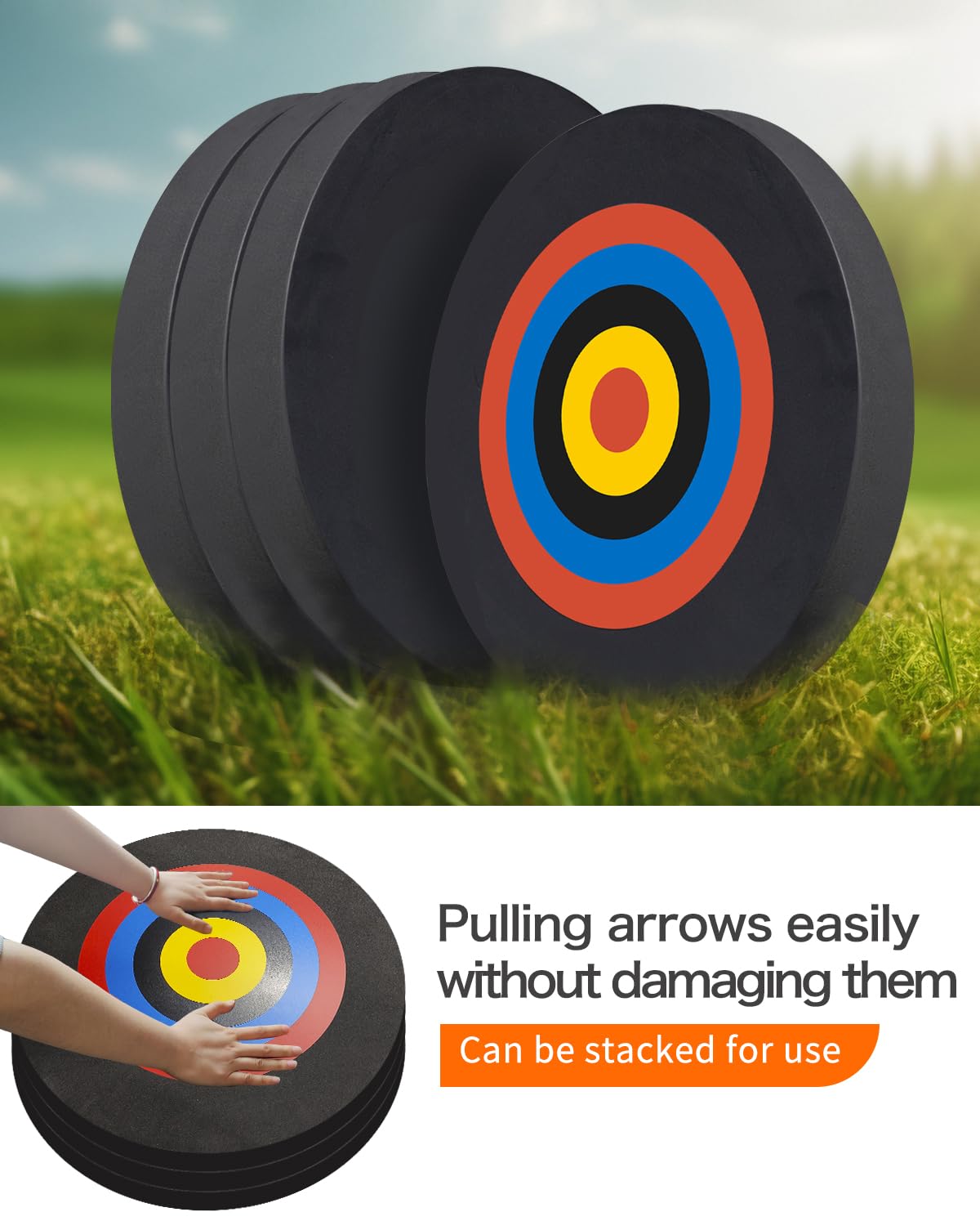 Cifupy 20'' Round Archery Target, Lightweight High-Density EVA Bow & Arrow Target, Single-Sided Printed Pattern, for Backyard Outdoor Shooting Practice with a Curved Longbow