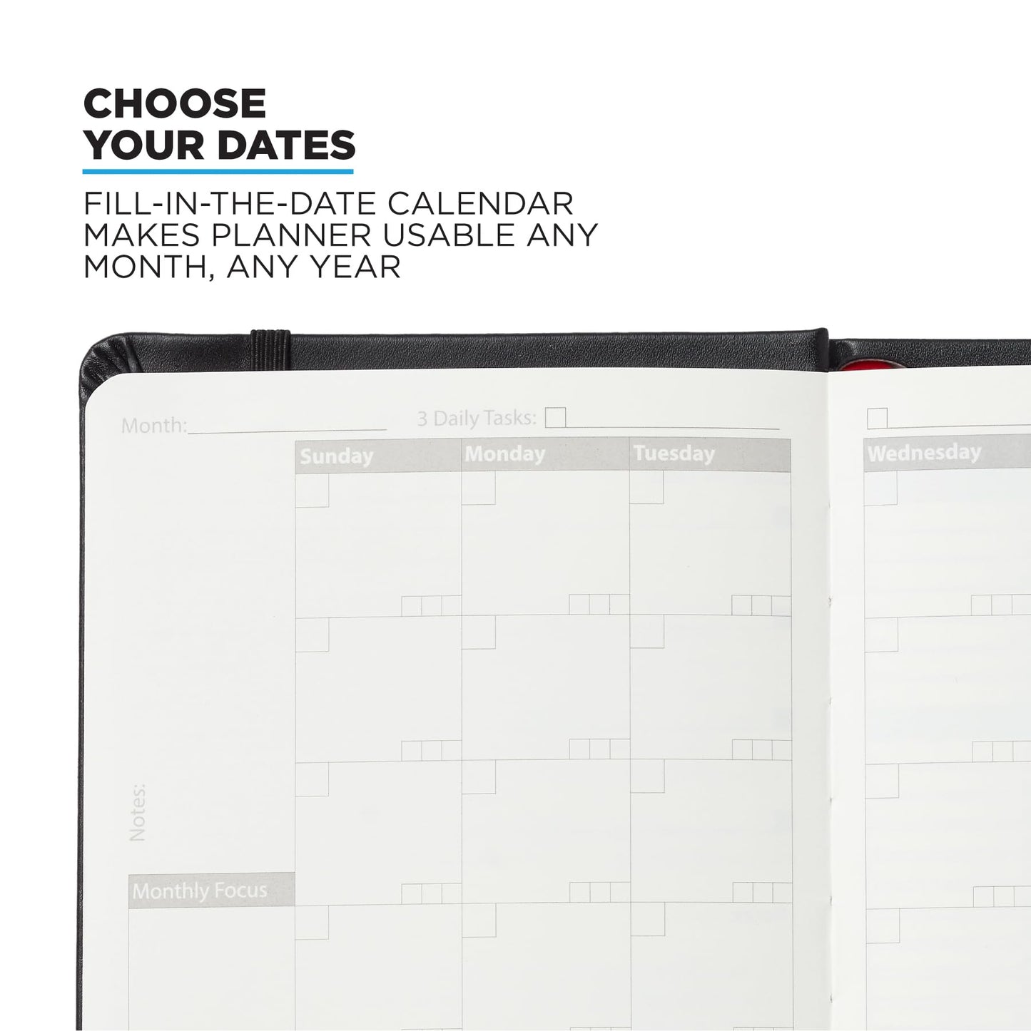 NOMATIC Planner- Agenda for Goal Mapping, and Checklists - Includes Eraseable Whiteboard Paper - Organizer, and Daily Planner (Black)