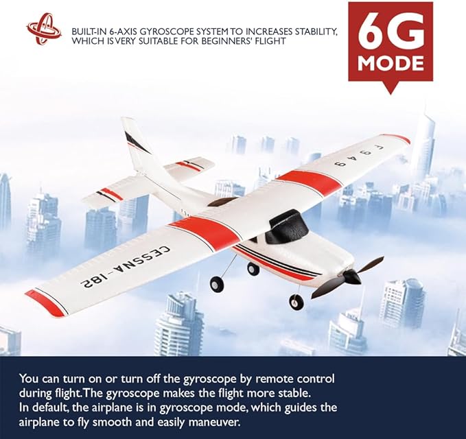 F949 RC Plane 3CH 2.4Ghz Remote Control Airplane EPP 3D6G RTF RC Airplane for Beginners Easy to Fly RC Glider with 2 Batteries Propellers Landing Gear (LED 2BSL)