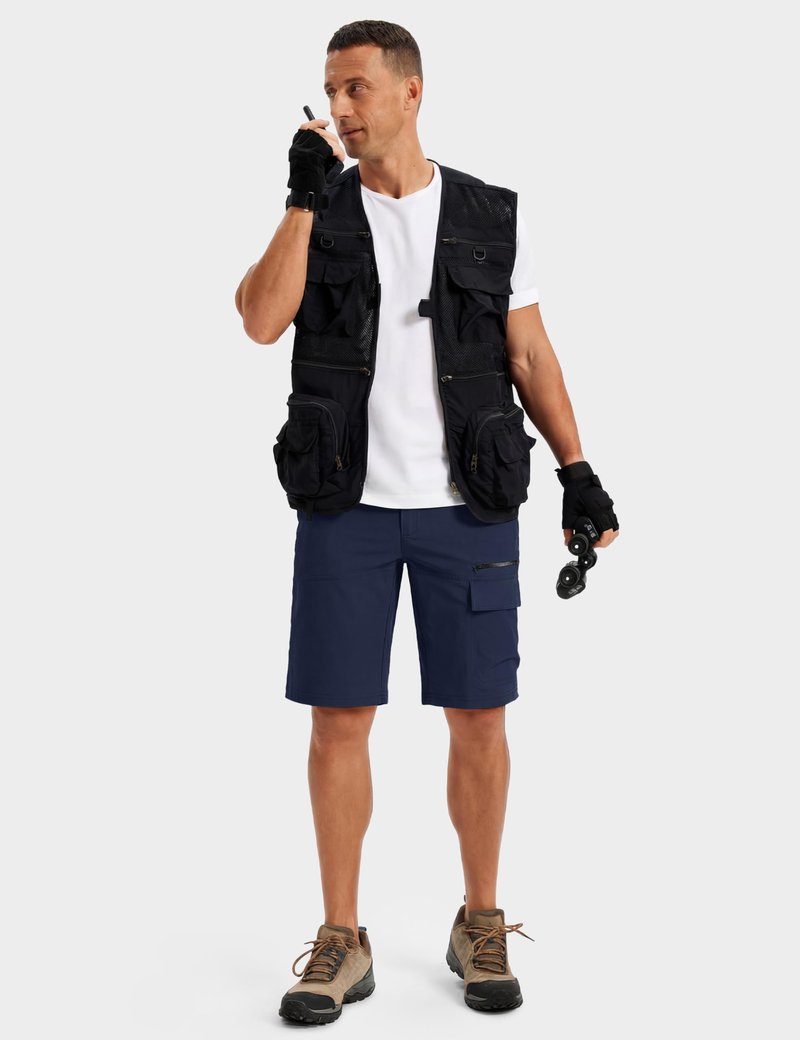 TACVASEN Mens Shorts Casual Cargo 10" Hiking Work Golf Shorts Waterproof Quick Dry Outdoor Summer Dress Travel Fishing Navy 34