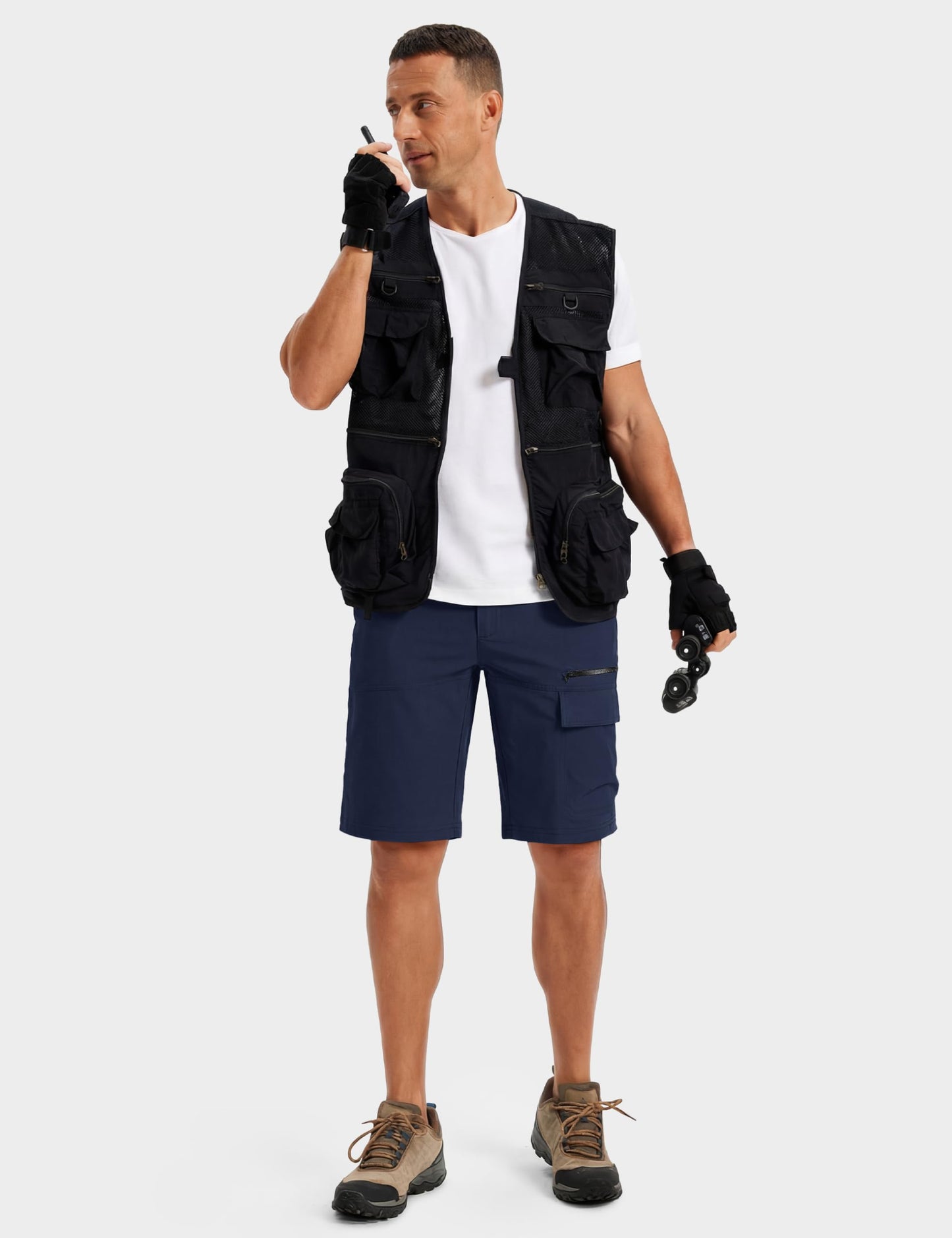TACVASEN Mens Shorts Casual Cargo 10" Hiking Work Golf Shorts Waterproof Quick Dry Outdoor Summer Dress Travel Fishing Navy 32