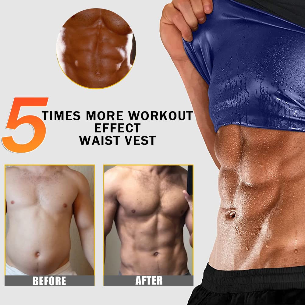 BXVX Sauna Suit Sweat Waist Trainer Vest for Men Sweat Workout Tank Top Shaper L/XL