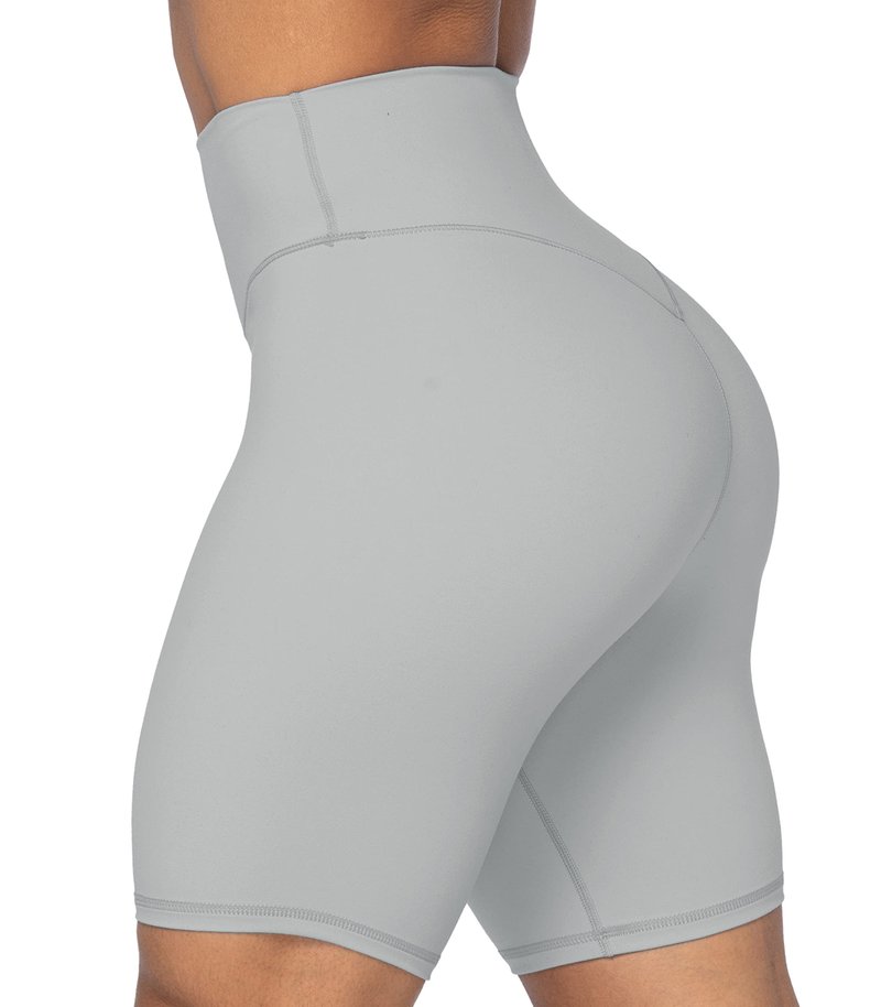 Sunzel No Front Seam High Waist Biker Shorts for Women, Squat Proof Yoga Workout Gym Bike Shorts 8" Grey Medium