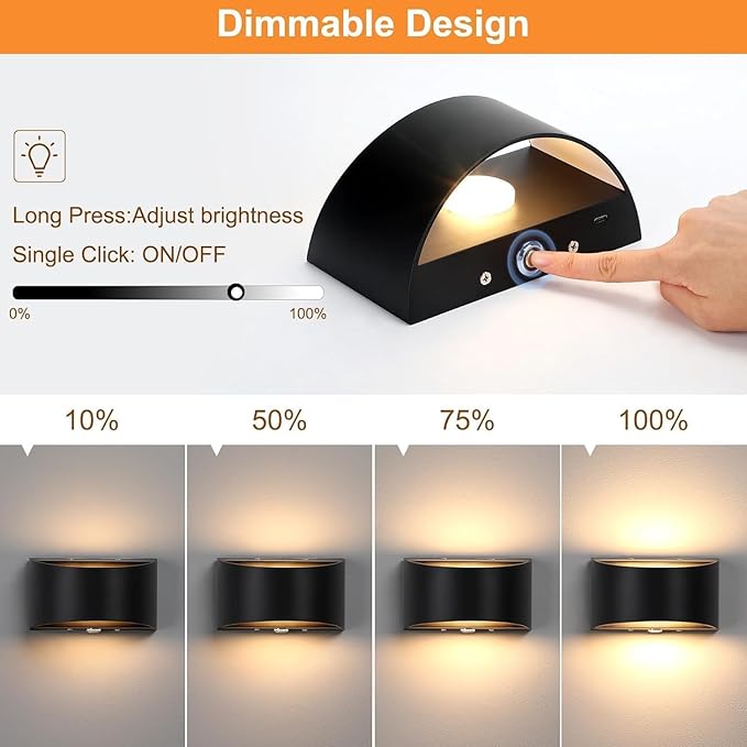Lightess Rechargeable Wall Sconce, 13 RGB Colors Battery Operated Wall Sconces with Remote & Touch Control, Cordless Wall Lamp Black, Stick On Wall Lights for Bedroom