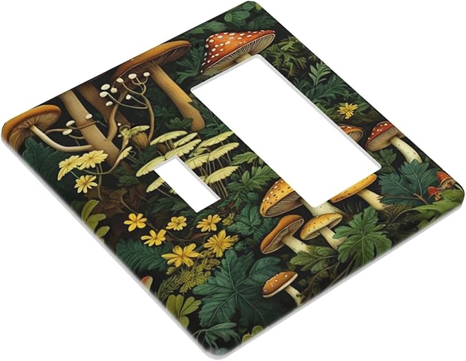 Mushrooms, Forest, Nature,Botanical Art, Foliage, Green Leaves, Woodland, Fantasy, Toadstools, Flora, Wildflowers