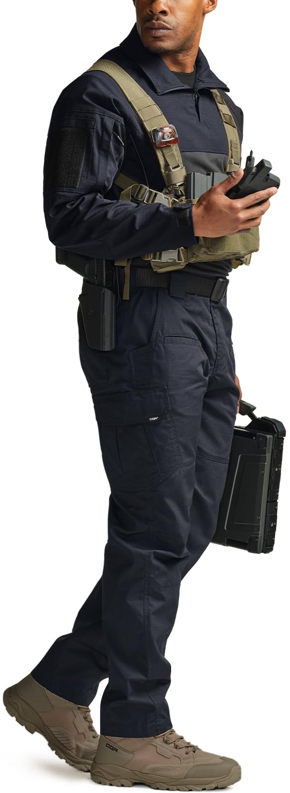 CQR Men's Tactical Pants, Water Resistant Ripstop Cargo Pants, Lightweight EDC Work Hiking Pants, Outdoor Apparel, Raider Police Navy, 34W x 30L