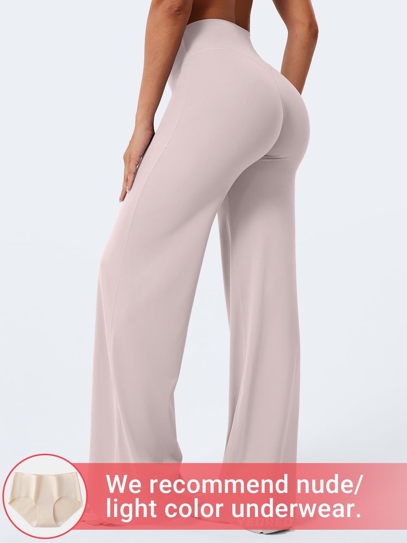 YEOREO Workout Leggings Womens No Front Seam Straight Leggings 33" High Waist Buttery Eddiy Gym Yoga Pants Dusty Pink M
