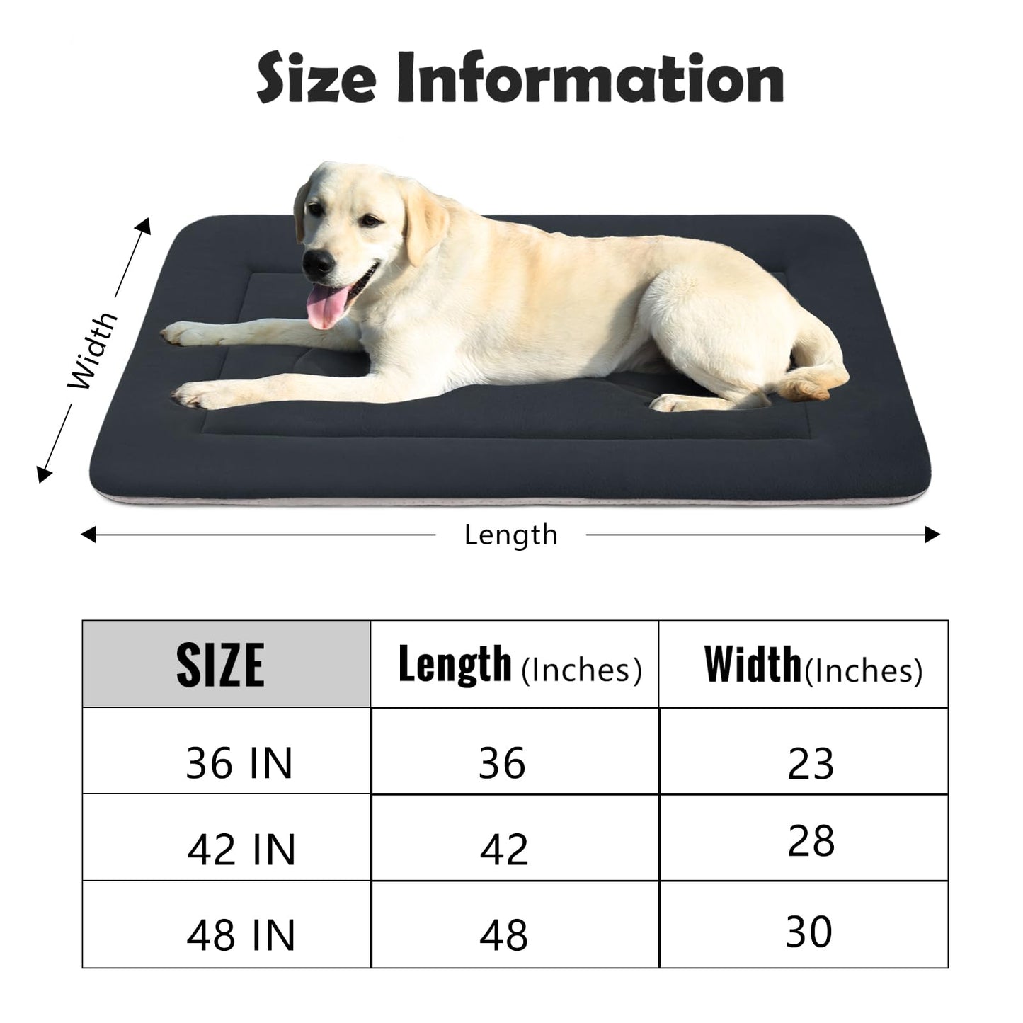 JoicyCo Large Dog Bed Soft Dog Crate Pad Mat, 42 in Non-Slip Bottom Washable Dog Sleeping Mattress Pet Beds Cat Bed Kennel Pad, Dark Blue Gray