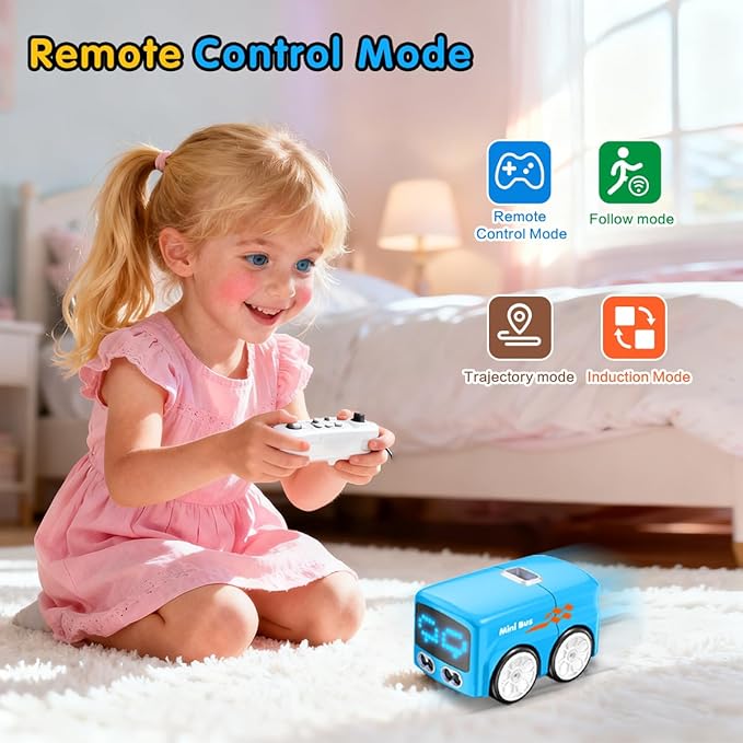 jaming RC Mini Bus2.4G Remote Control Car Vehicles City Buses Toy Classic Baby Vehicle Remote Control Car with LED Lights and Gesture Sensing Bus Toy Gift for Children Kids Boys Girls (White)