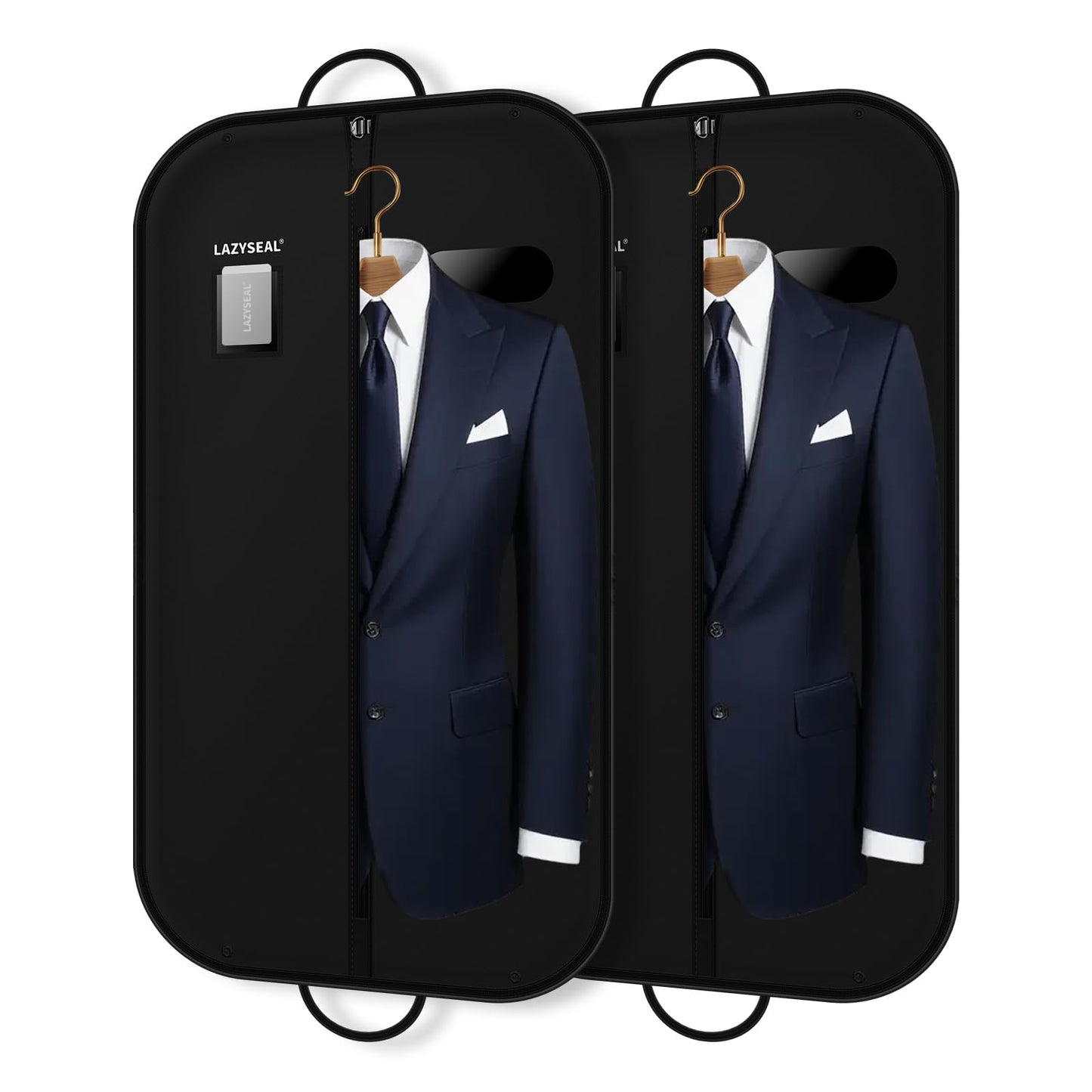 LAZYSEAL 2 Pack 43" Garment Bag for Suit Closet Storage, Tear-Resistant Waterproof Dustproof, Suit Bag for Hanging Clothes with Zippers, Durable 600D Oxford Fabric for Suits, Dresses