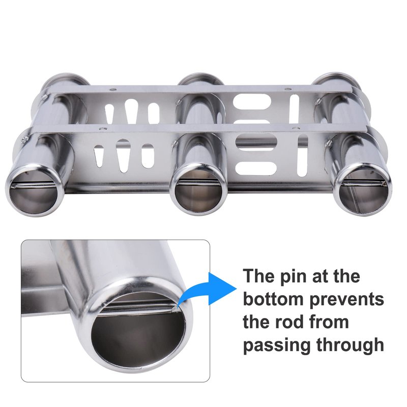 Fishing Rod Holder for Boat, Vertical Wall Mounted Fishing Rod Rack, Stainless Steel Rod Holder for Marine Boat,Fishing Boat, Truck (3 Tubes Upgrade)