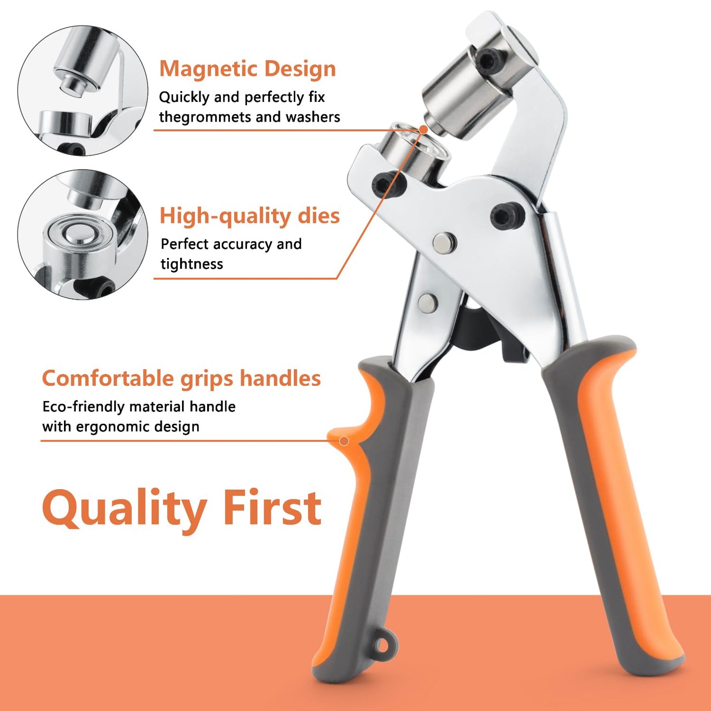 WINLION Grommet Tool Kit - 3/8 Inch Eyelet Tool kit,Heavy Duty Manual Grommet Press Machine with 500PCS Metal Grommets for Fabric, Tarps, Banners, Curtains.