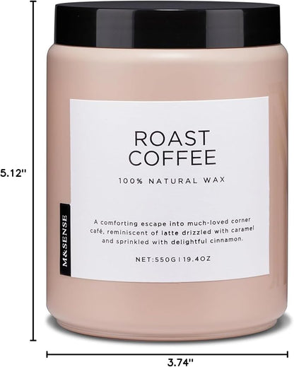 M&SENSE Coffee Candles Scented Strong, 2 Wick Jar Candle 19.4oz, 110 Hours Burning Time, Organic Natural Soy Wax Candle for Bedroom Kitchen Home Decor, Housewarming Gift for Men and Women