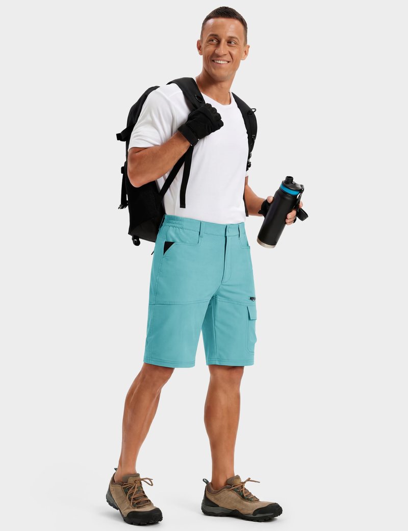 TACVASEN Mens Hiking Cargo Shorts Outdoor Casual Lightweight Quick Dry Waterproof Breathable Fishing Dress Shorts Water Blue 38