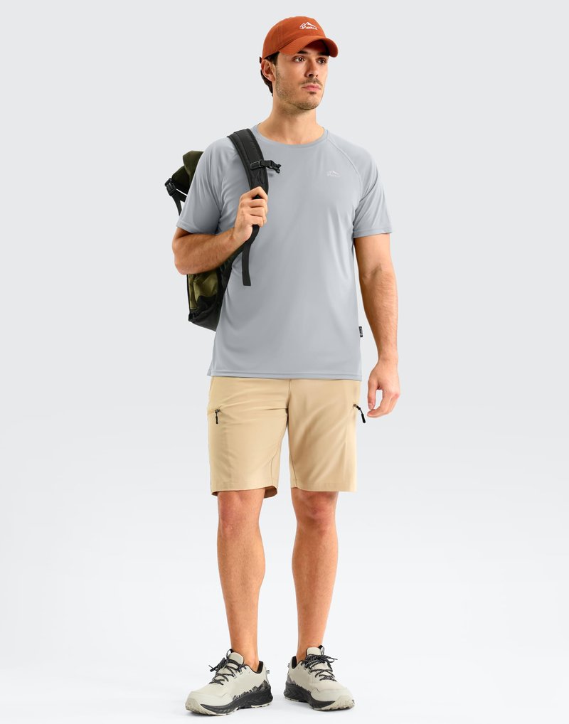 Pudolla Men's Rashguard Swim Shirts Short Sleeve UPF 50+ UV Fishing Shirts Quick Dry Water Beach Shirt(Light Grey M)
