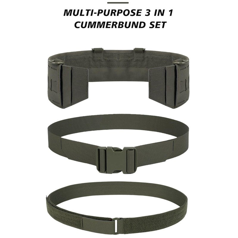 YAKEDA Tactical Battle Belt-3 in 1 Rigger Heavy Duty Combat Belt with 4 D-Rings for Work, Hunting & Outdoor,Training (Tan, L(40"-44"))