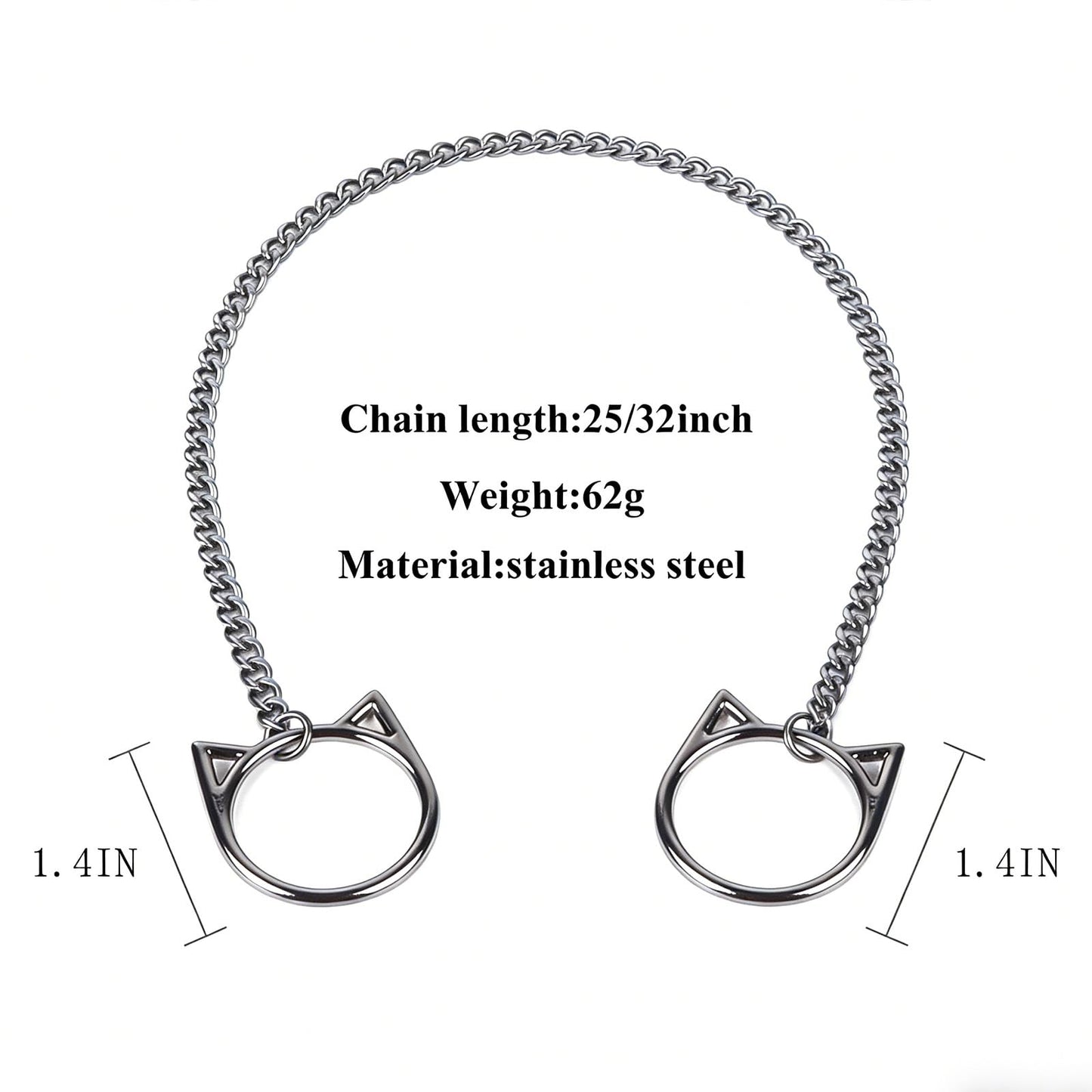 C CHIC CHOK YOUR BODY TALK Cat O-Ring Slip Chain Necklace Stainless Steel Cuban Chain Punk Choker Necklace Jewelry Gift for Women