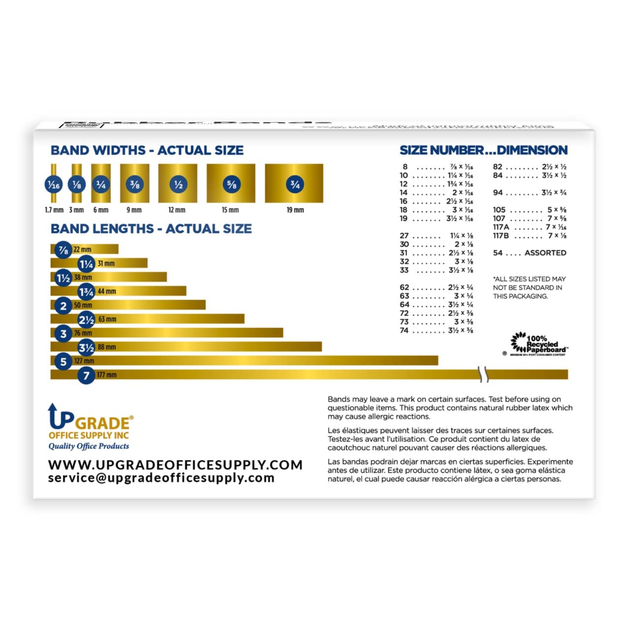 Upgrade Office Supply UPG225117B Rubber Bands, Size 117B (7 x 1/8), 200 Bands, 1 lb Box, USA