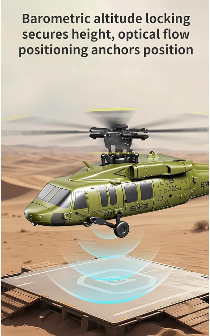 UH-60 2.4G 5CH Flybarless Scale RC Helicopter Model with Barometric Altitude Hold Optical Flow Positioning One-Key Inverted Flight (RTF)