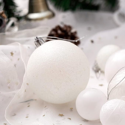 Christmas Ornaments for Xmas Trees,White Shatterproof Christmas Ball Ornaments