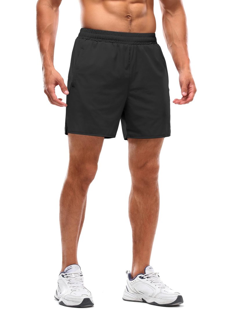 Aolesy Men's Workout Shorts with Liner 5 Inch Quick Dry 2 in 1 Running Shorts for Men Sports Athletic Gym Shorts with Zipper Pockets Black/Green