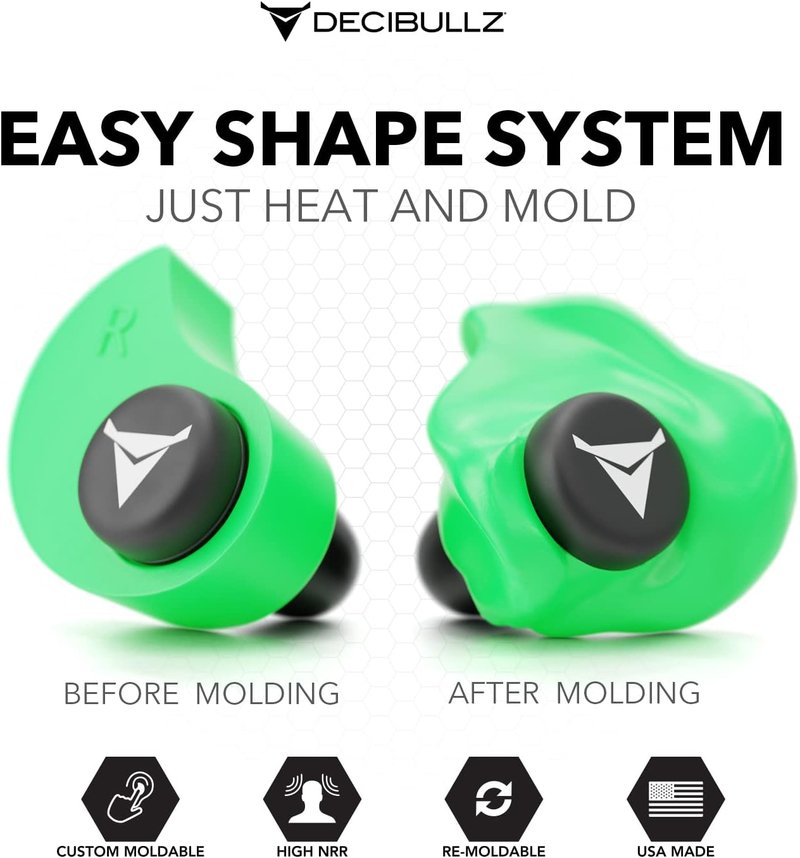 Decibullz Custom Molded Earplugs - 31dB Noise Reduction | Comfortable Hearing Protection for Shooting, Travel, and Concerts