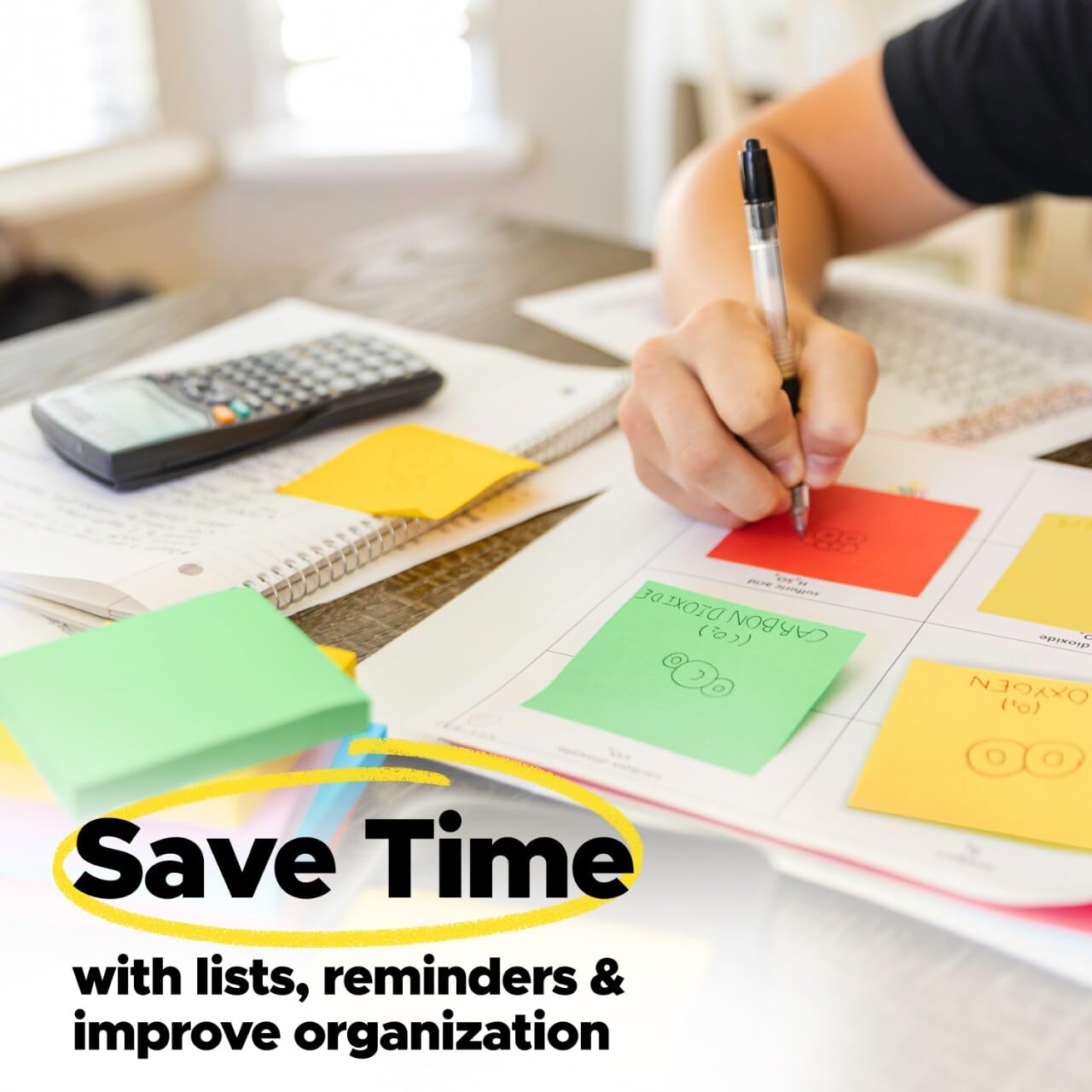 Post-it Super Sticky Notes, 24 Sticky Note Pads, 3 in. x 3 in. Red, Yellow & Green, School Supplies, Office Products, 2X the Sticking Power, Workshop Kit