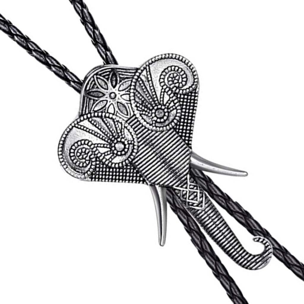 YYHJM Long Nose Elephant Silver Arrowhead Cowboy Bola Tie Western Bolo Tie…