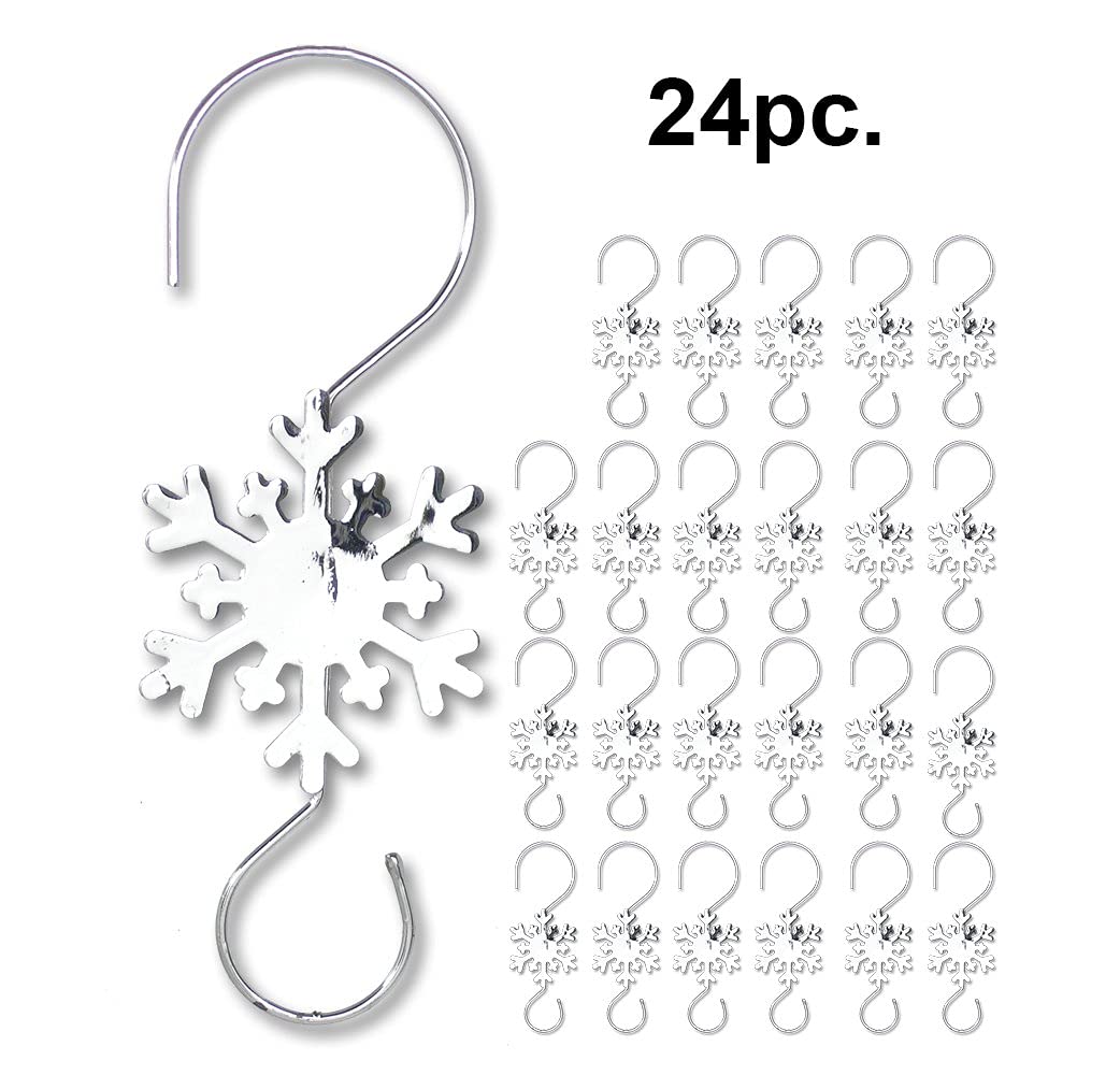 BANBERRY DESIGNS Snowflake Christmas Ornament Hooks - Wire Snowflake Hangers - Crafting - Christmas Accessories - 24 Pack - 3.5" x 1.5"