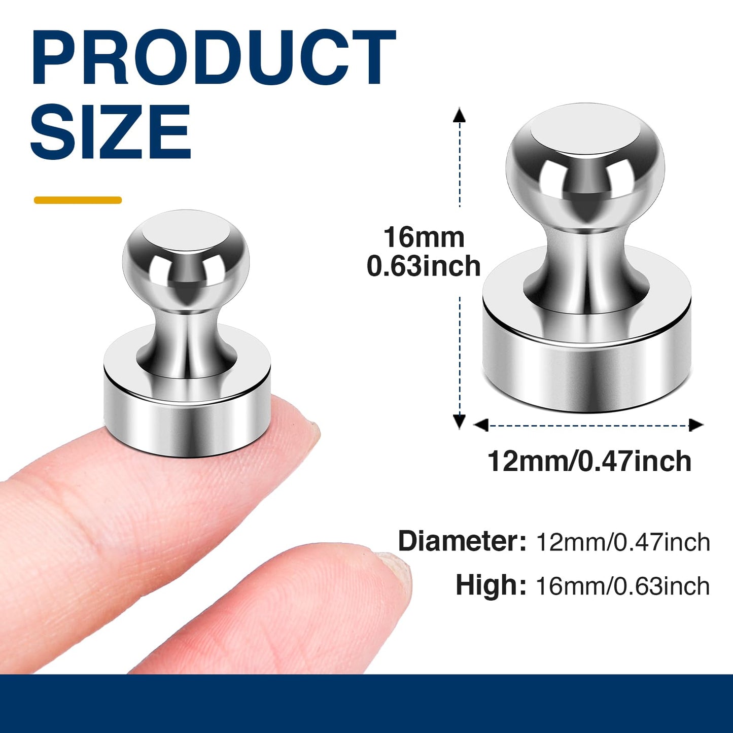 MIKEDE Strong Magnets for Whiteboard, 30 Pcs Refrigerator Magnets Magnetic Push Pins, Neodymium Fridge Magnets for White Board, Kitchen, Office, Classroom, Perfect for Whiteboard Map
