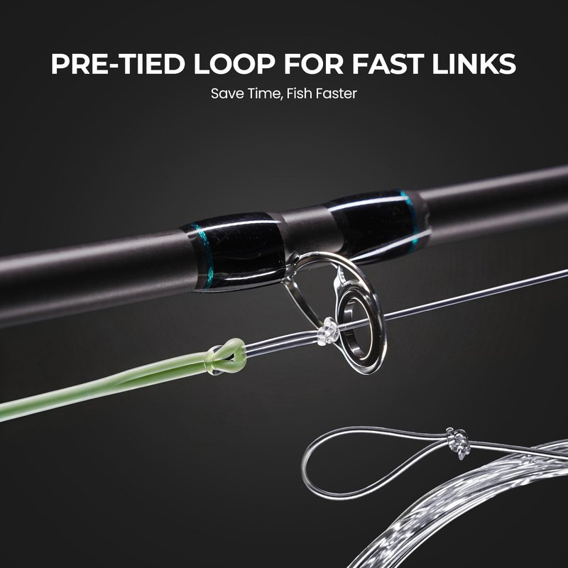 Piscifun Fly Fishing Leader with Pre-Tied Loop, Tapered Fly Line Leader, Nylon, Clear, 7.5ft, 6 Pack, 2X