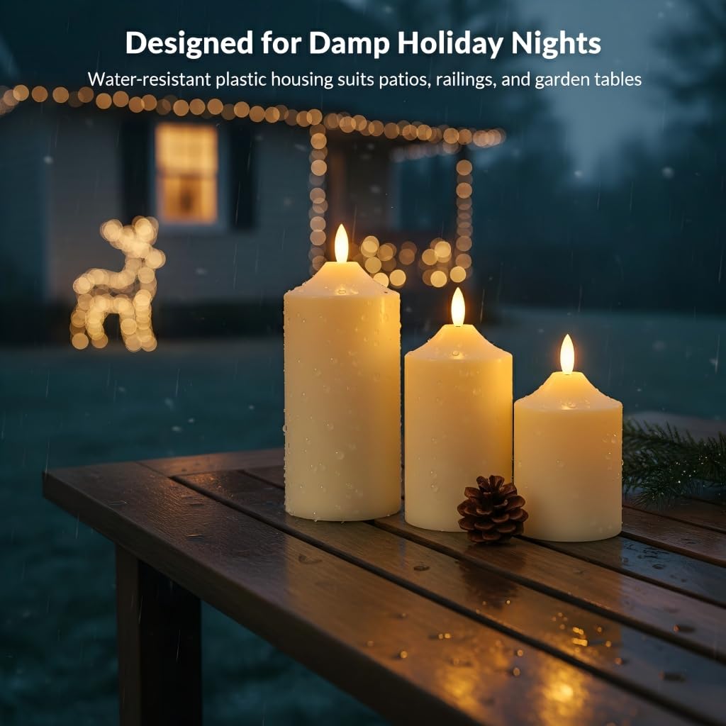 ANGELLOONG Battery Operated Candles with Timer, LED Flameless Candles Flickering with Remote, Fake Electric Pillar Candles for Holiday Party Wedding Home Decor, Dotted