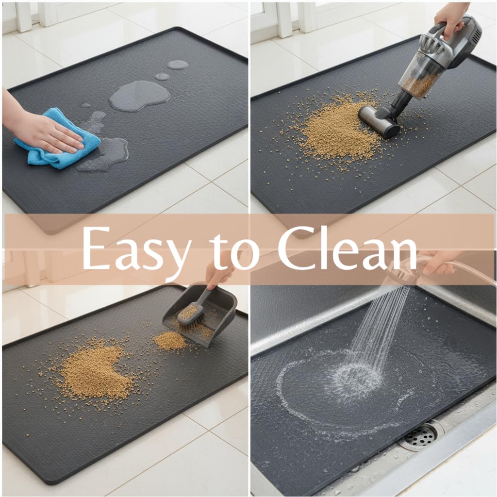 Cat Litter Mat 51" x 25.6" XL Silicone Litter Box Mat, Waterproof Non-Slip Kitty Litter Mat - Easy to Clean for Multi-Cat & Automatic Litter Boxes, Cat Mat for Litter Box with Raised Lip