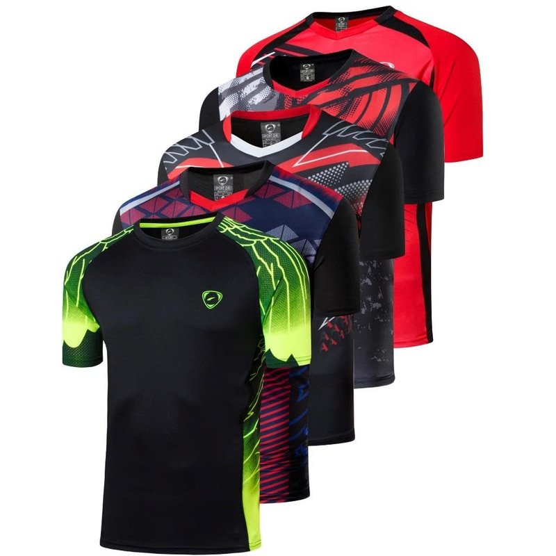 5 Pack Men's Activewear T-Shirt Sport Tee Shirt Athletic Running Gym Workout Tshirt Tennis Tops 229_249_298_303Black_230Red_XL