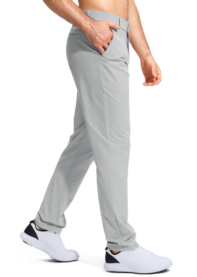 Pudolla Golf Pants for Men Stretch Dress Pants Mens Work Pants 34 Lightweight Quick Dry Casual Slacks Trousers with Pockets(Bright Gray 32Wx34L)