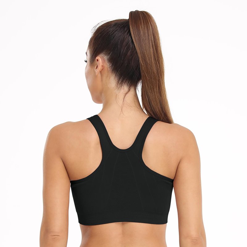 Women's Zip Front Sports Bra Wireless Post-Surgery Bra Racerback Workout Yoga Bras Padded Post-Surgical Bras Front Closure Sport Bra 3 Pack Bust Reduction Bra